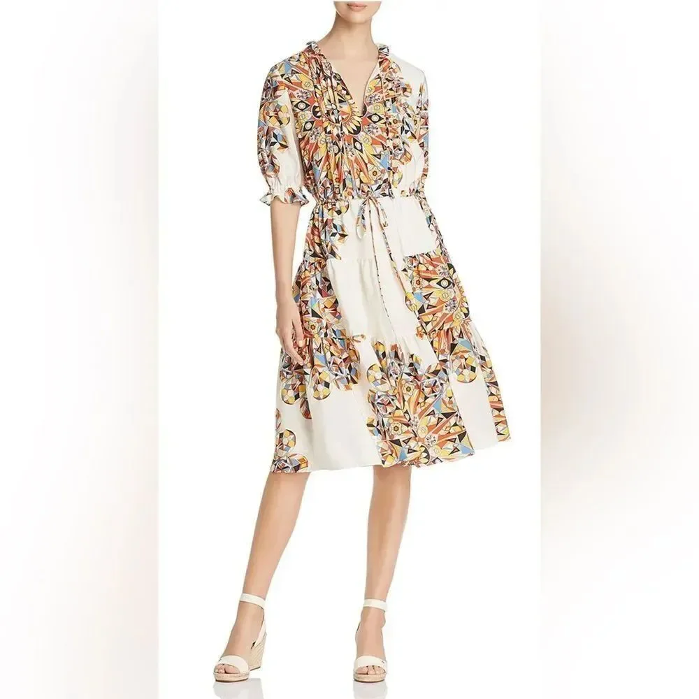 Tory Burch Arabella Psychedelic Silk Dress Sz small